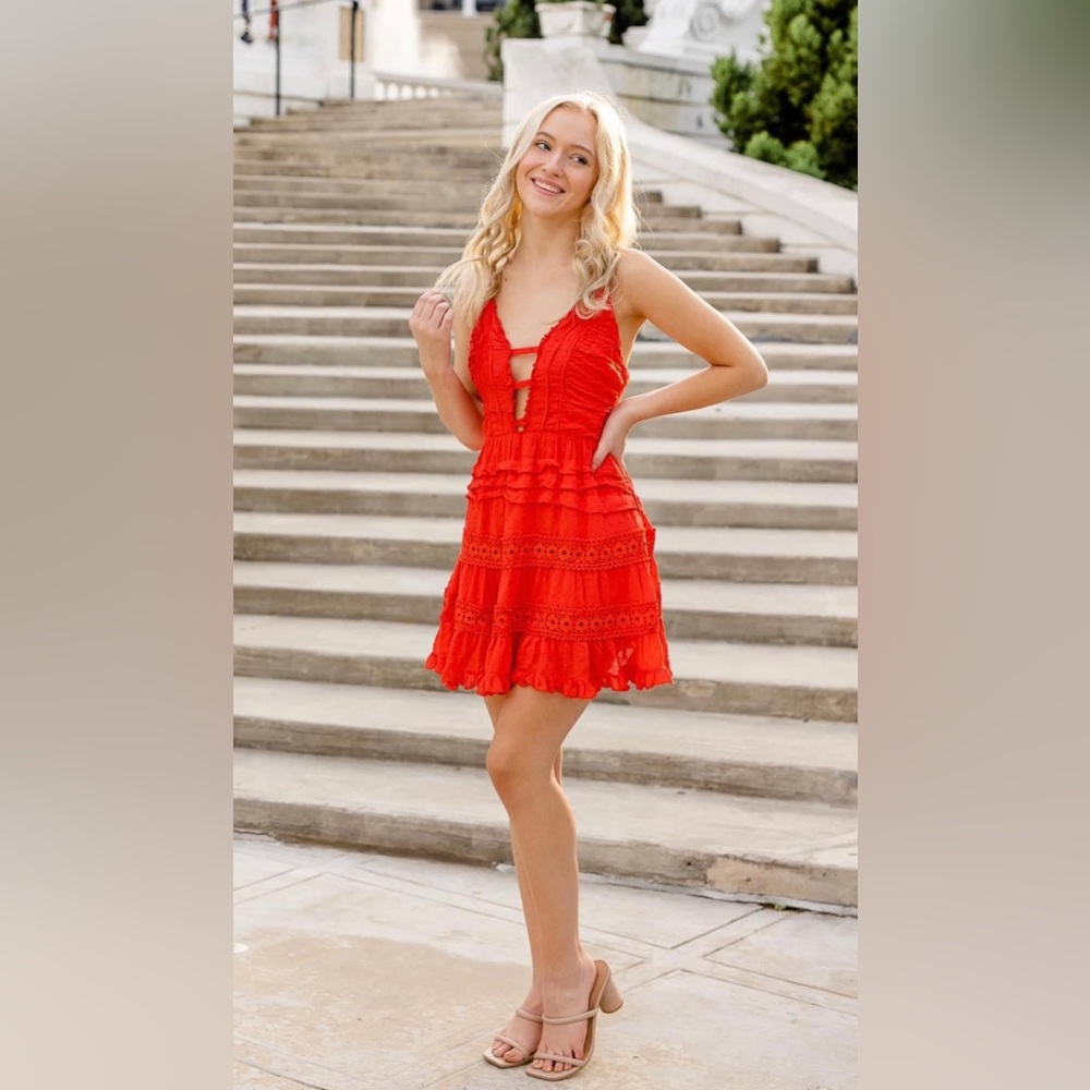Floral orange dress
